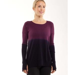 LULULEMON Yoga Cozy Pullover Sweater Heathered Plum / Black Swan Size 12